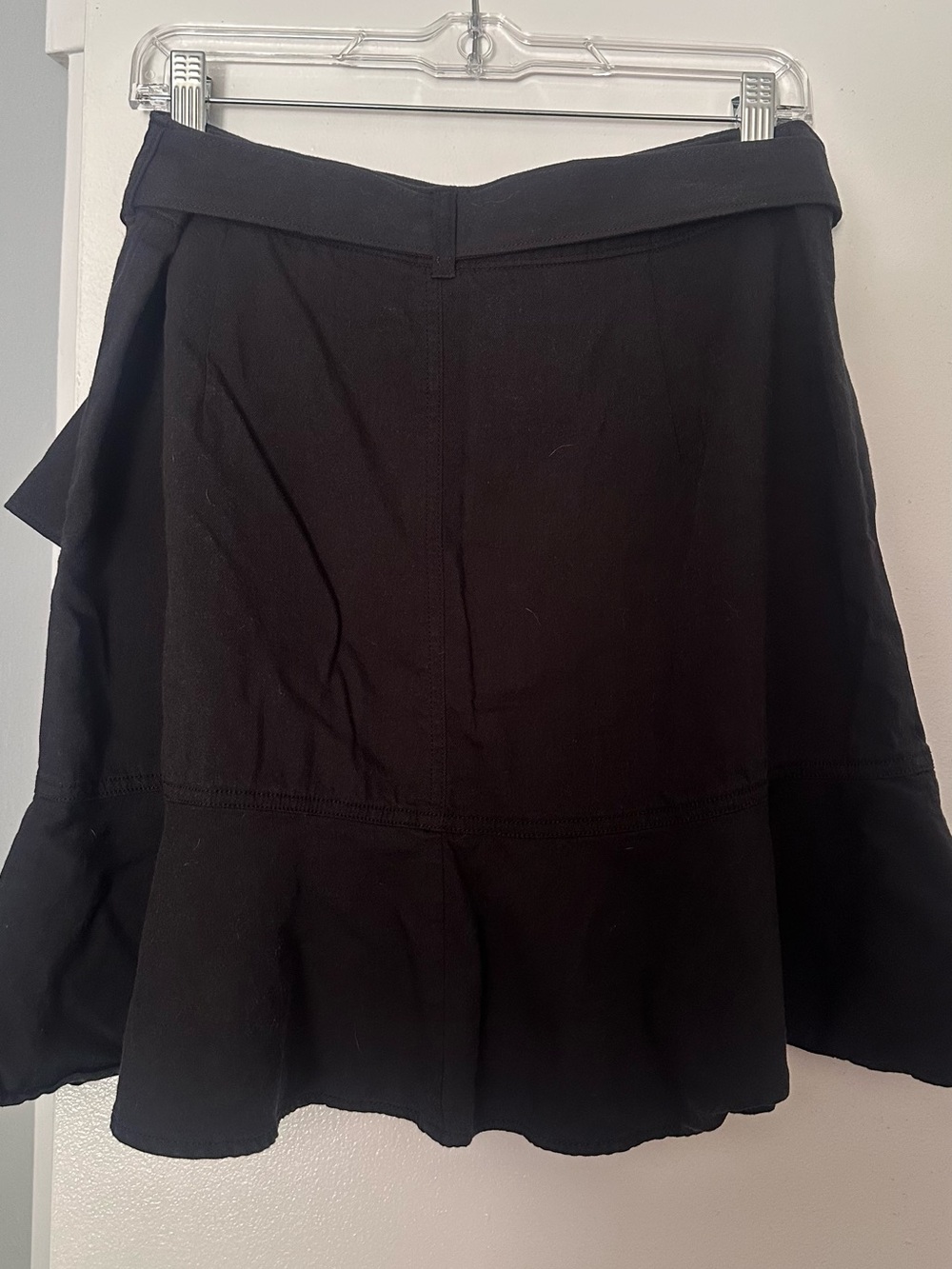 Nine West Black Button-Front A-Line Skirt with Belt and ruffle style hem line. - Picture 2 of 5
